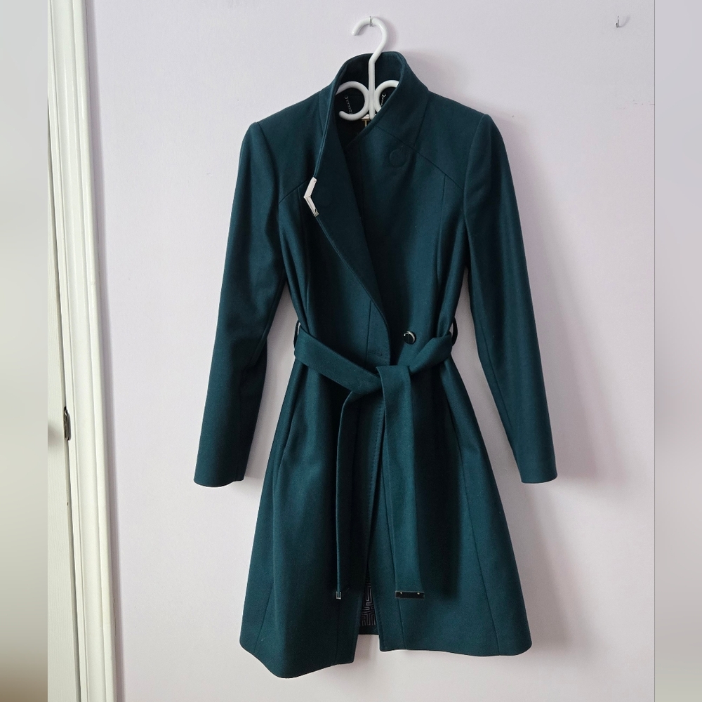 Ted Baker Teal Wool Coat With Belt